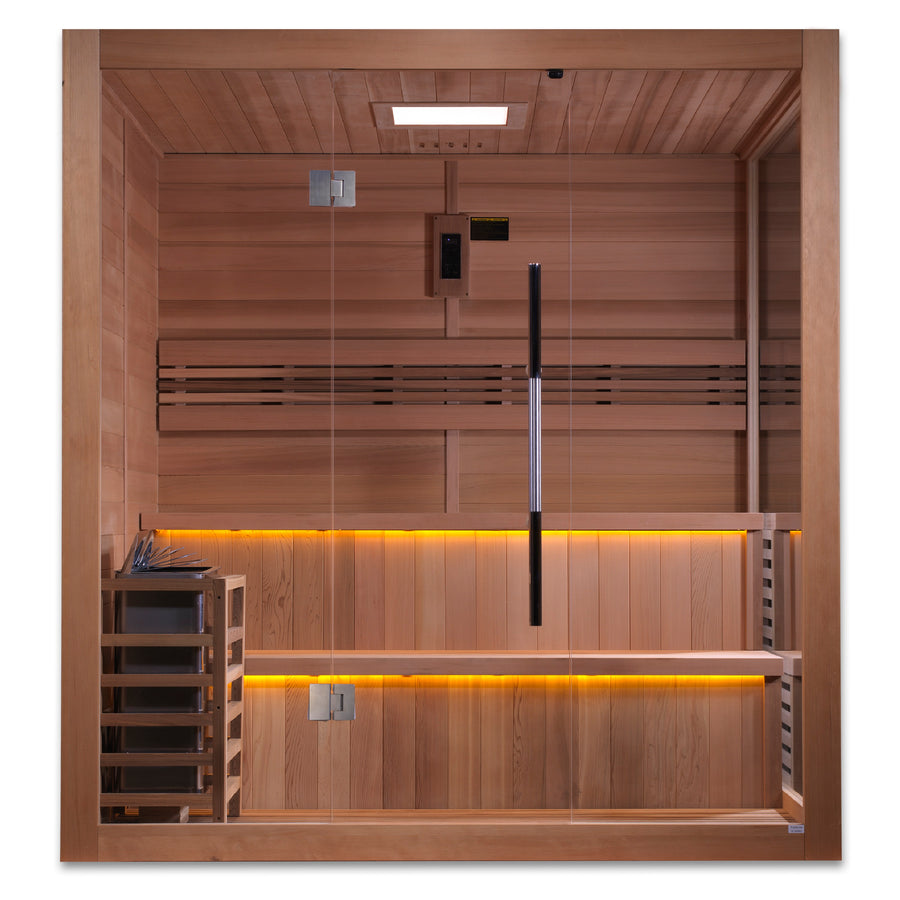 SAUNA EVOLUTION® 4-6 Person Hybrid Sauna Modern Relax 6 Door on Right Side
