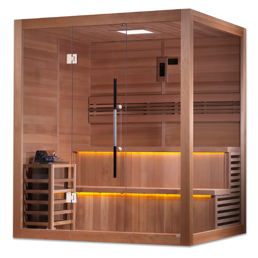 SAUNA EVOLUTION® 4-6 Person Hybrid Sauna Modern Relax 6 Door on Right Side